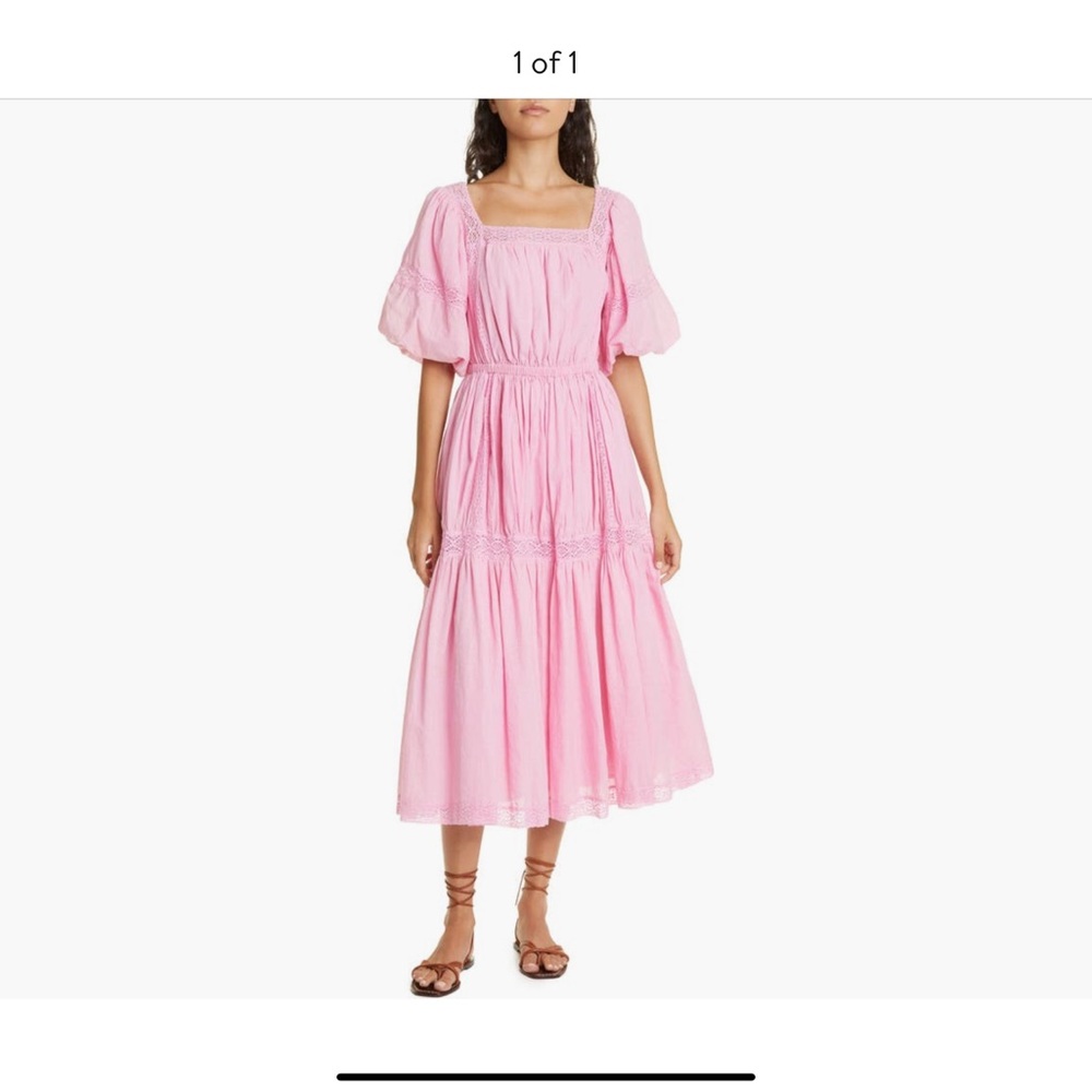 MILLE  
TALITHA TIERED LACE COTTON DRESS
BUBBLEGUM PINK